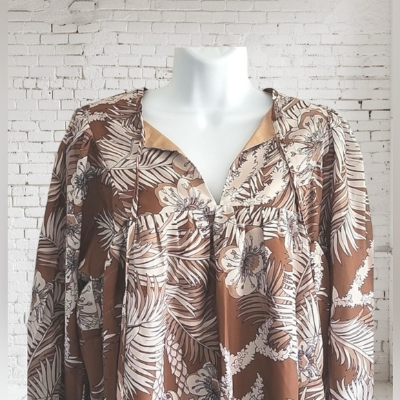 Area Stars Tropical Print Dress Small NWT Brown Multi | Flowy Fit + Saks style - Picture 3 of 3